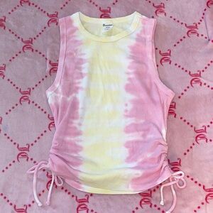 No Boundaries Pink and Yellow Tie-Dye Tank Top